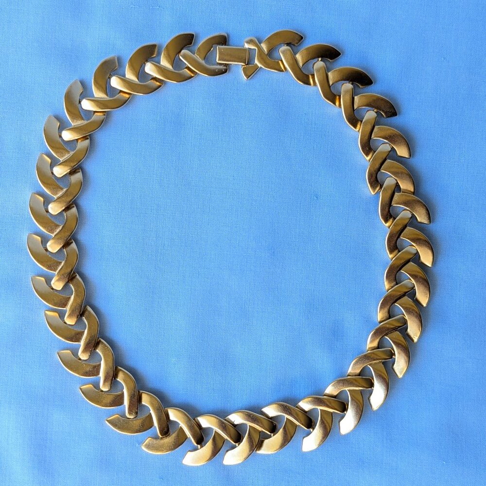 Vintage Krementz Gold Tone Matte Choker Necklace 17”
